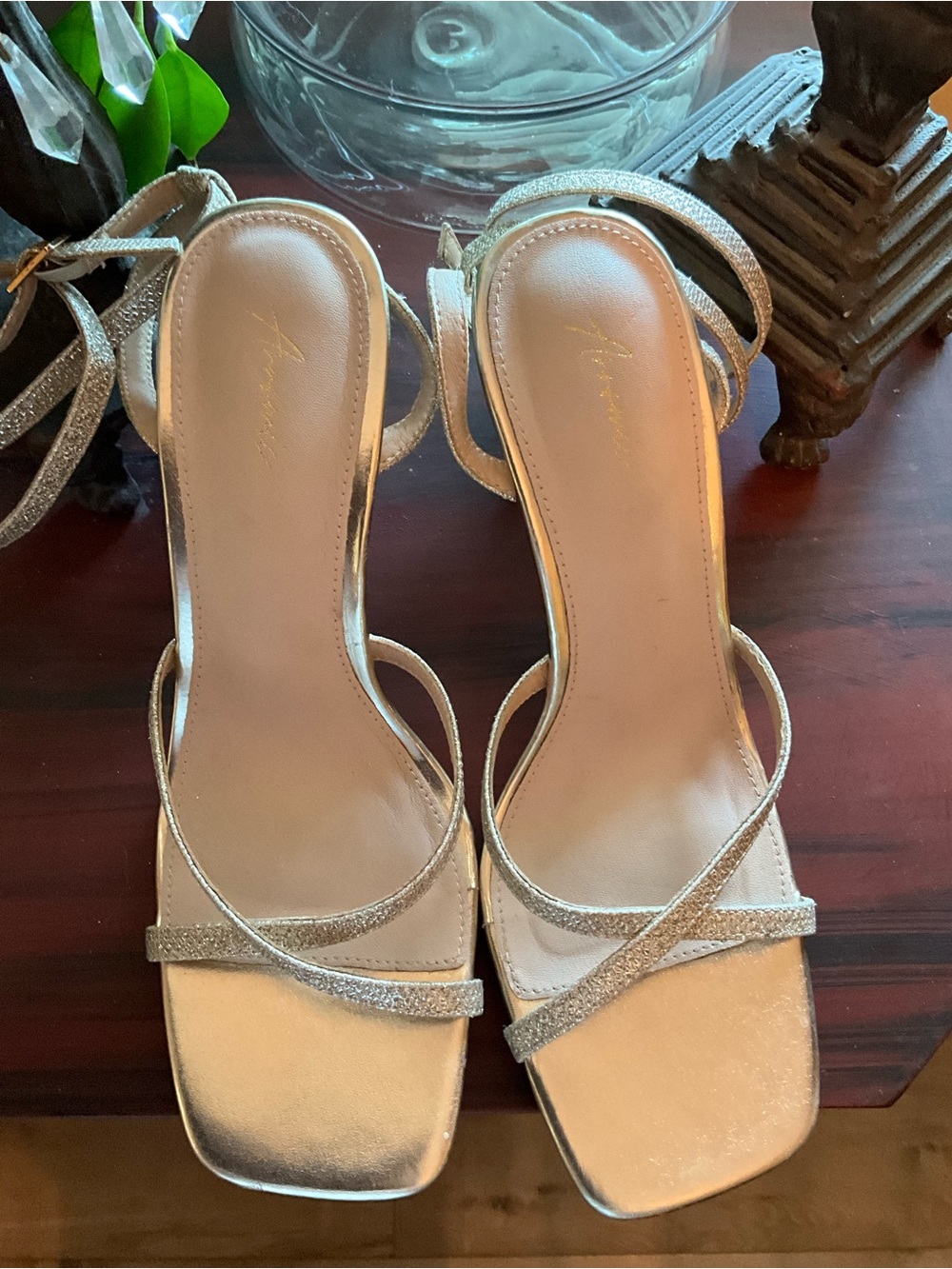 Gold Strappy High Heel Sandals - Women - Picture 5 of 7